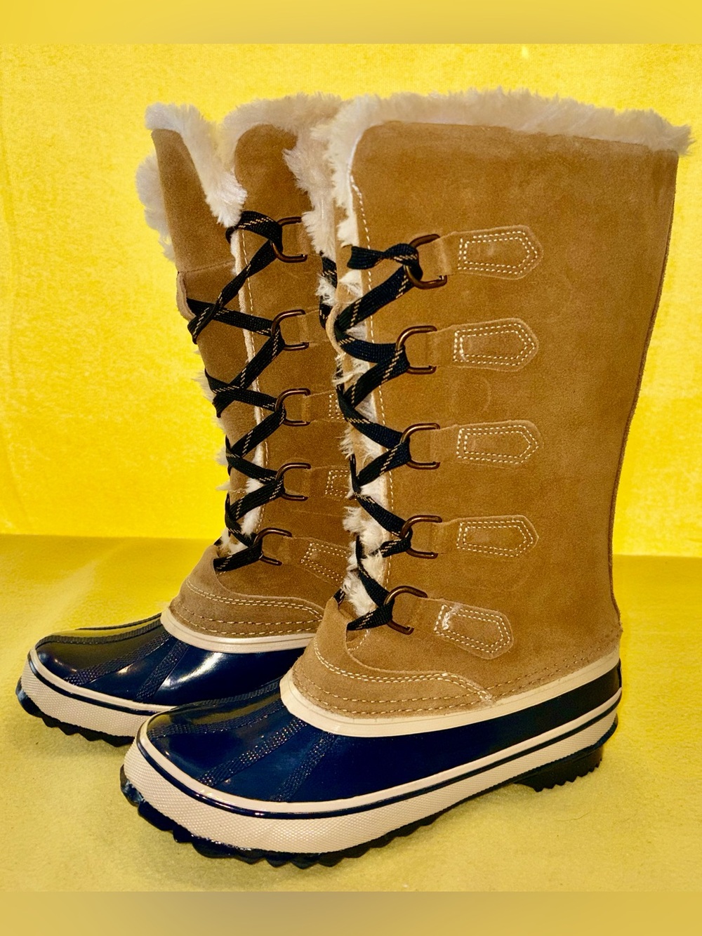 Sporto Blake Tall Winter Duck
Boots Tan Blue Fur Lined Size 8M